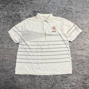 Vintage Oakland Raiders Polo Shirt Mens Large White Striped NFL 80s 90s